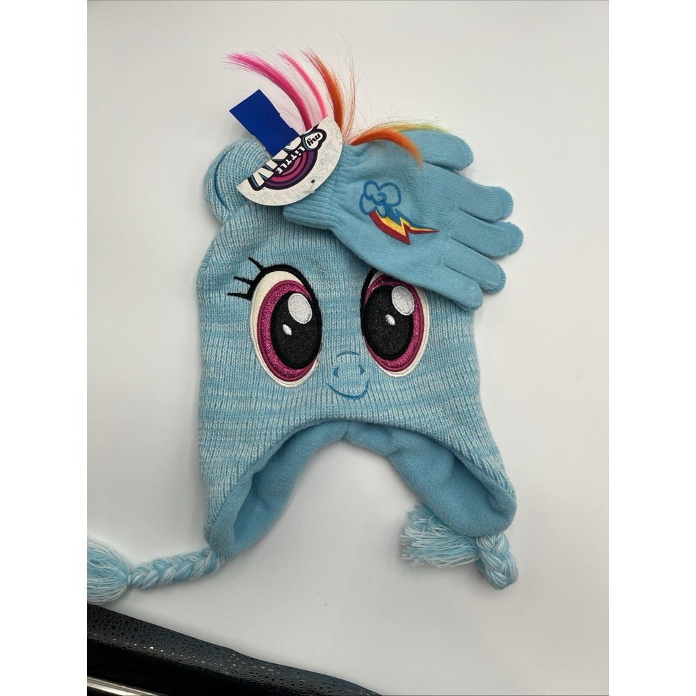 My Little Pony Hasbro Beanie Colorful Blue Kids‎ Girls Knit Hat & Gloves